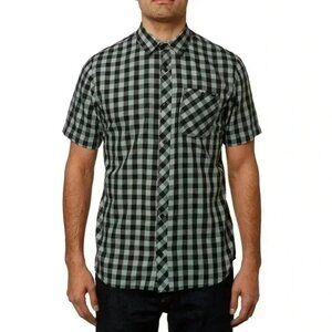 FOX Mens Shirt Troubled Mind Woven Short Sleeve Button Down Green Black Check M